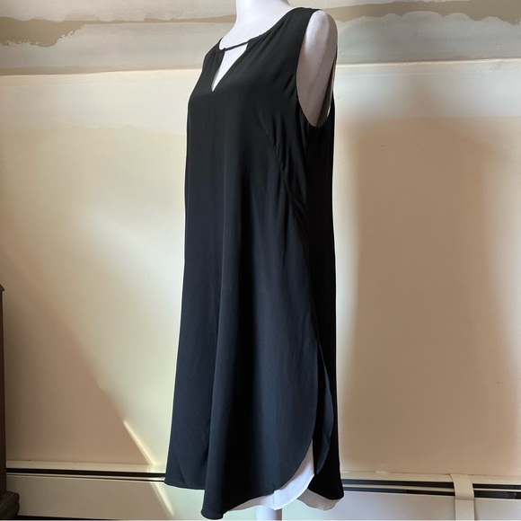 Eileen Fisher Sleeveless Black/White Double-Layer Silk Cocktail Dress size Small - Picture 8 of 12